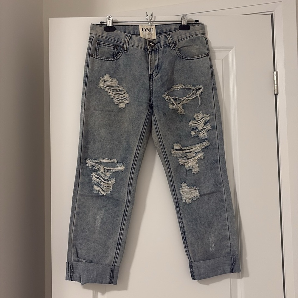 One Teaspoon Awesome Baggies Size 26 Light Blue Grey Wash